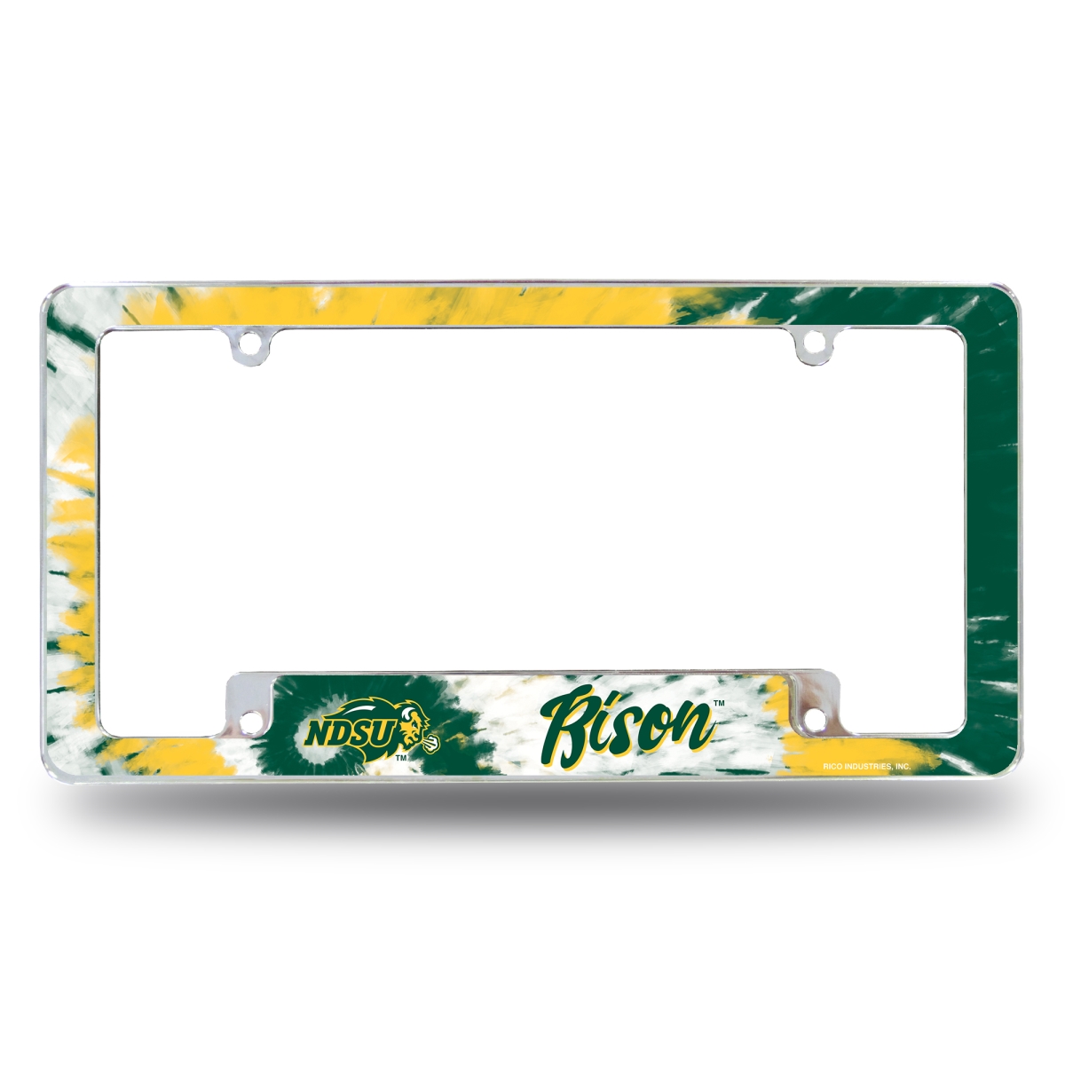 AFC410402BTD NCAA North Dakota State Bison Tie Dye All Over Chrome License Plate Frame, 12 x 6 in.