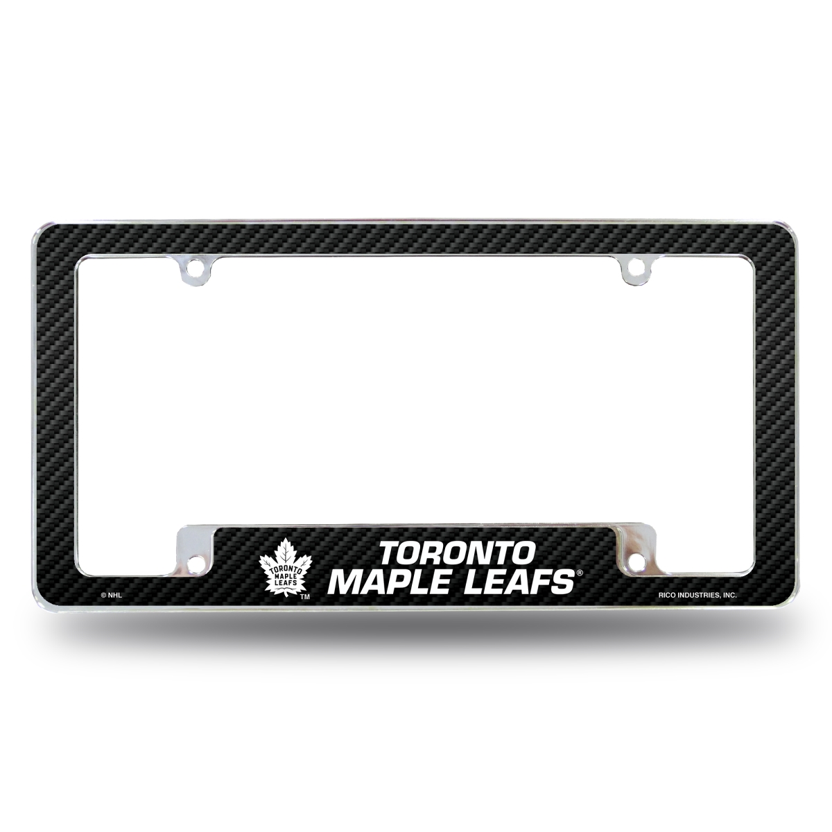 AFC8702BCF NHL Hockey Toronto Maple Leafs Black All Over Chrome License Plate Frame, 12 x 6 in.