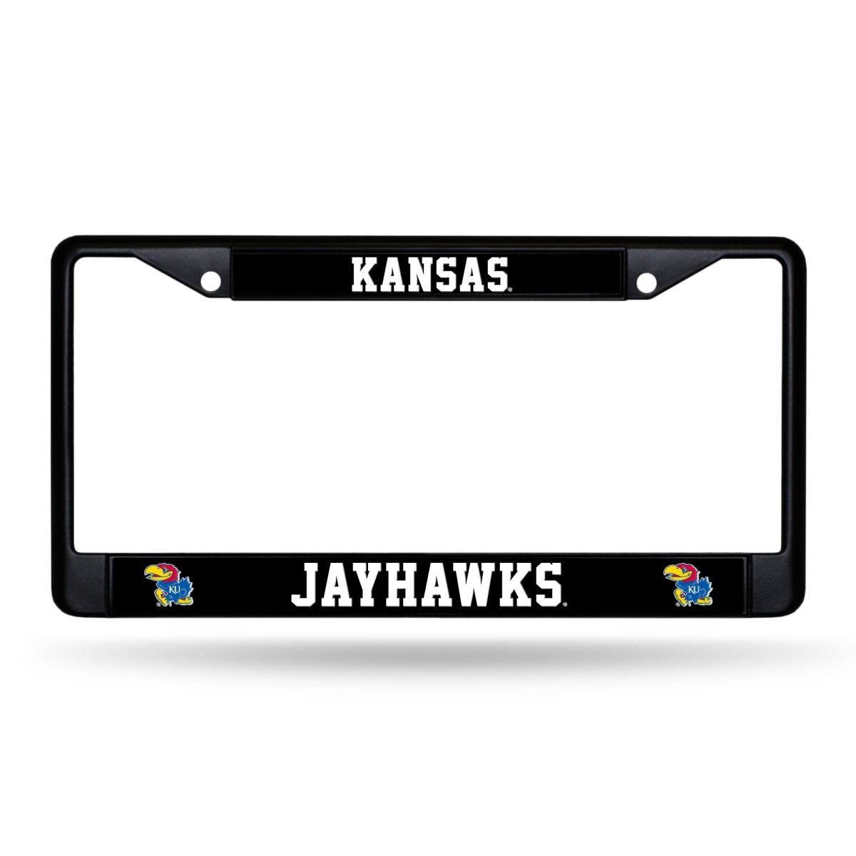 FBC310104 NCAA Kansas Jayhawks Standard Black License Plate Frame, 12 x 6 in.