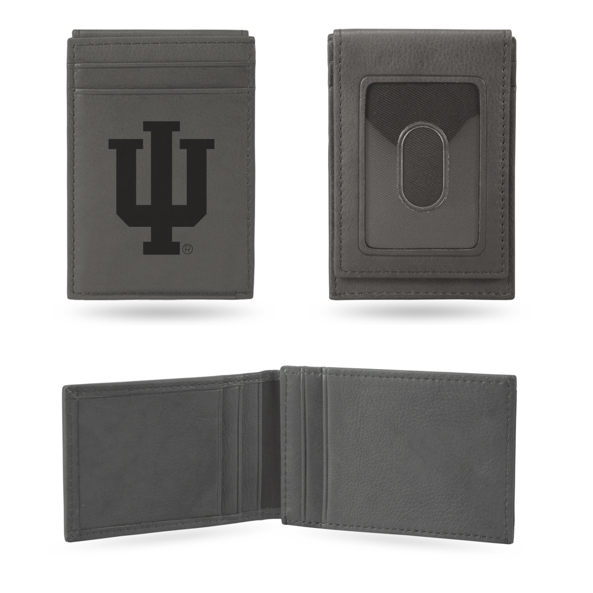Picture of Rico Industries LEFPW200102GY NCAA Indiana Hoosiers Gray Laser Engraved Front Pocket Wallet