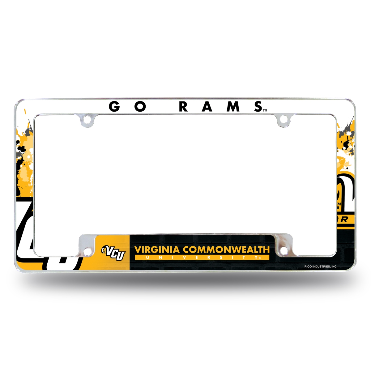 AFC340501B NCAA Virginia Commonwealth Rams Primary All Over Chrome License Plate Frame, 12 x 6 in.
