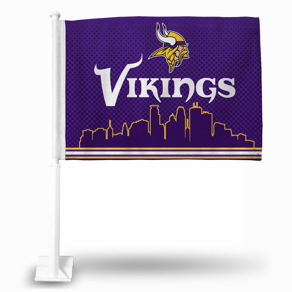 RicoIndustries FG3104 Minnesota Vikings NFL Car Flag with White Pole