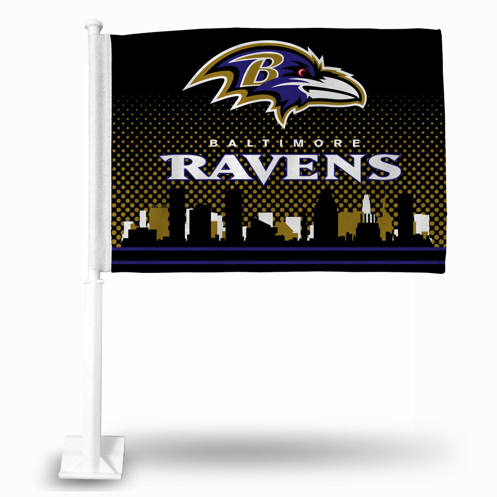 RicoIndustries  Baltimore Ravens Car Flag with White Pole