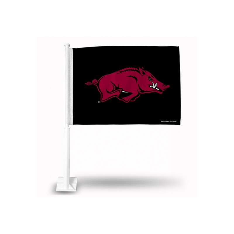 RicoIndustries FG360107 Arkansas Car Flag on White Pole
