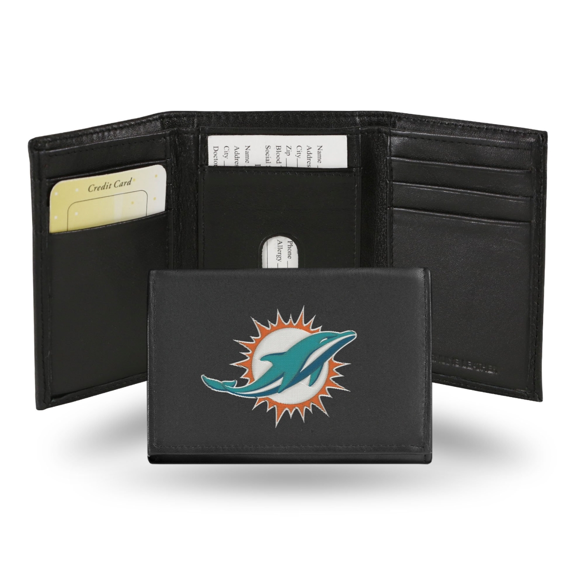 Rico  NFL Miami Dolphins Embroidered Trifold Wallet