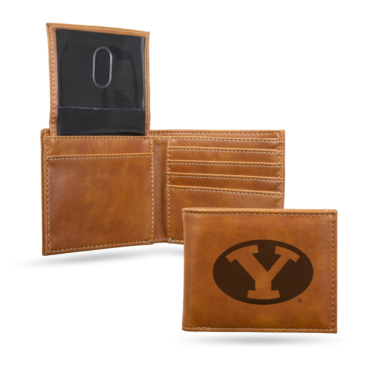 Picture of Rico LEBIL510201BR NCAA BYU Cougars Laser Engraved Brown Billfold Wallet