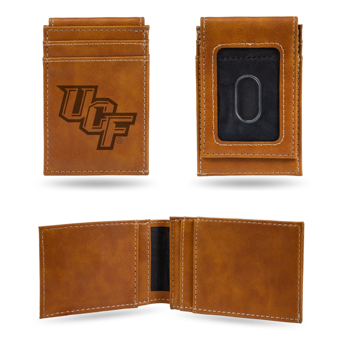 Picture of Rico LEFPW100501BR NCAA Central Florida Knights Laser Engraved Brown Front Pocket Wallet