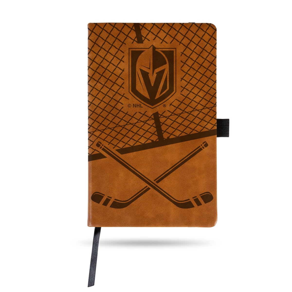 Rico LESPD9901BR NHL Vegas Golden Knights Laser Engraved Notepad with Elastic Band, Brown
