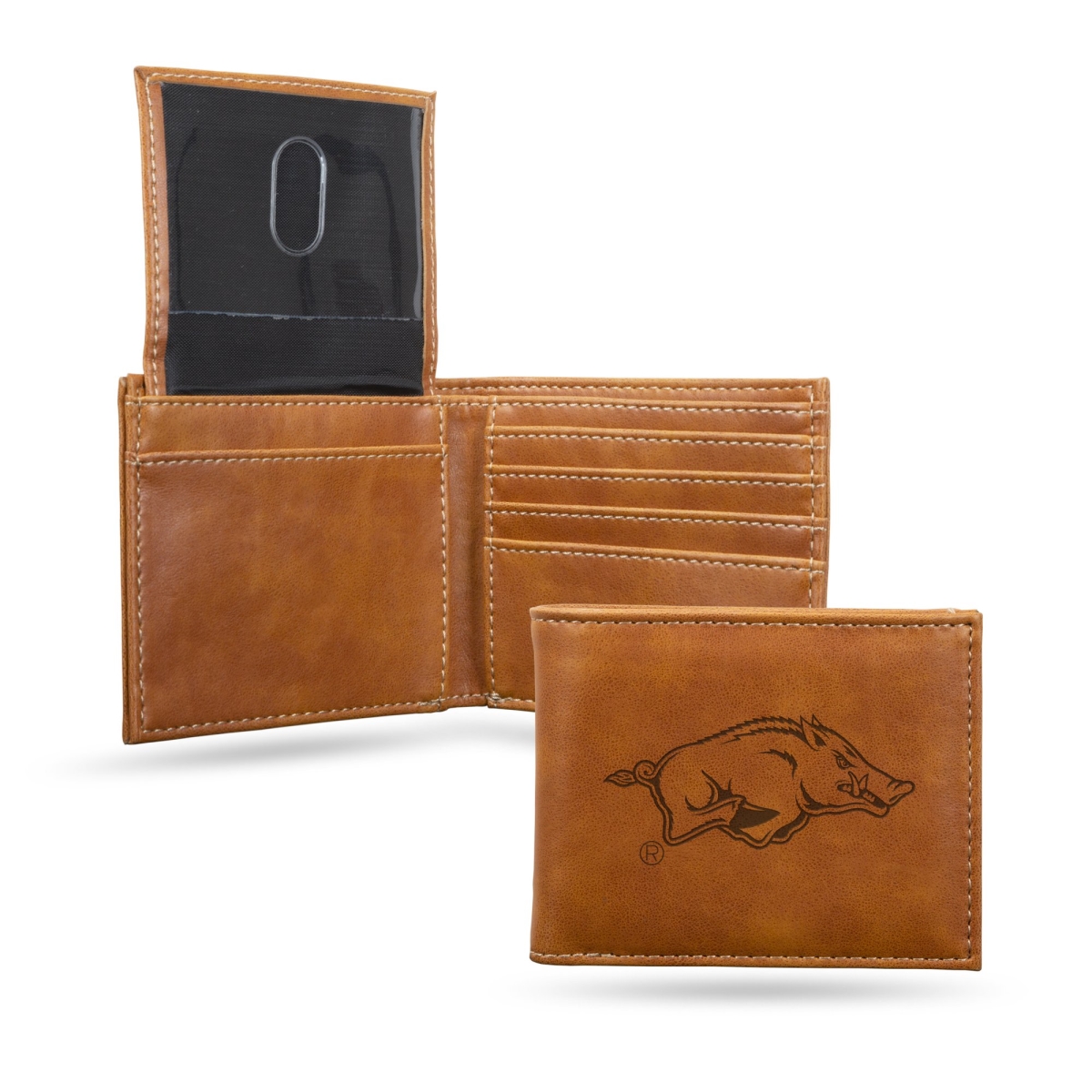 Picture of Rico LEBIL360101BR NCAA Arkansas Razorbacks Laser Engraved Brown Billfold Wallet