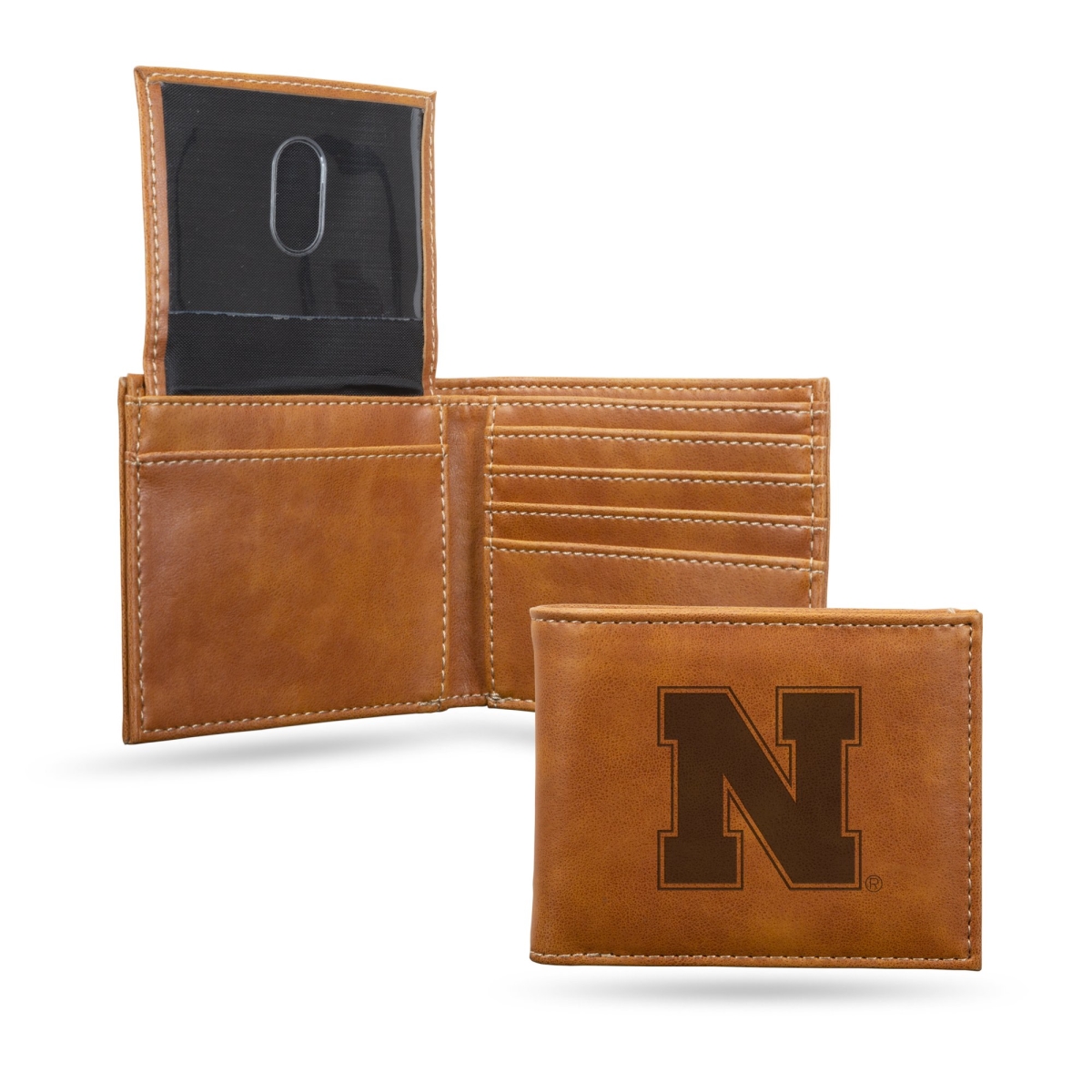 Picture of Rico LEBIL410101BR NCAA Nebraska Cornhuskers University Laser Engraved Brown Billfold Wallet