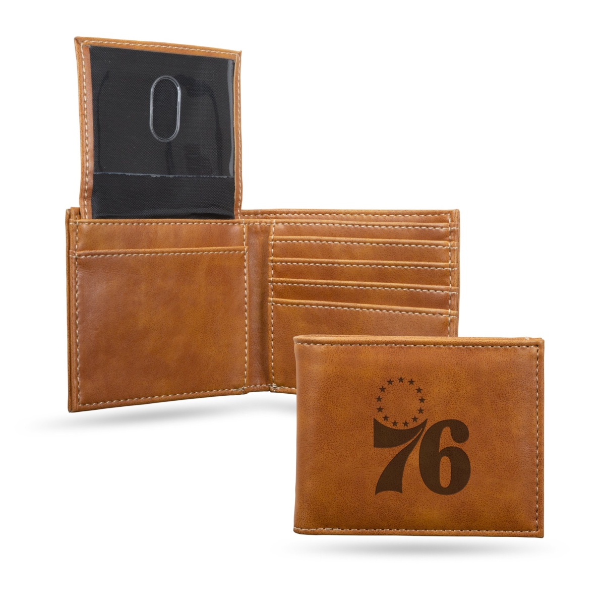 Rico  NBA Philadelphia 76ers Laser Engraved Brown Billfold Wallet