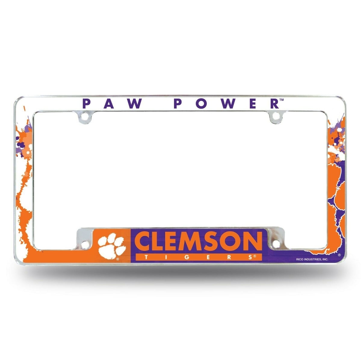 AFC120201B NCAA Clemson Tigers All Over Chrome License Plate Frame