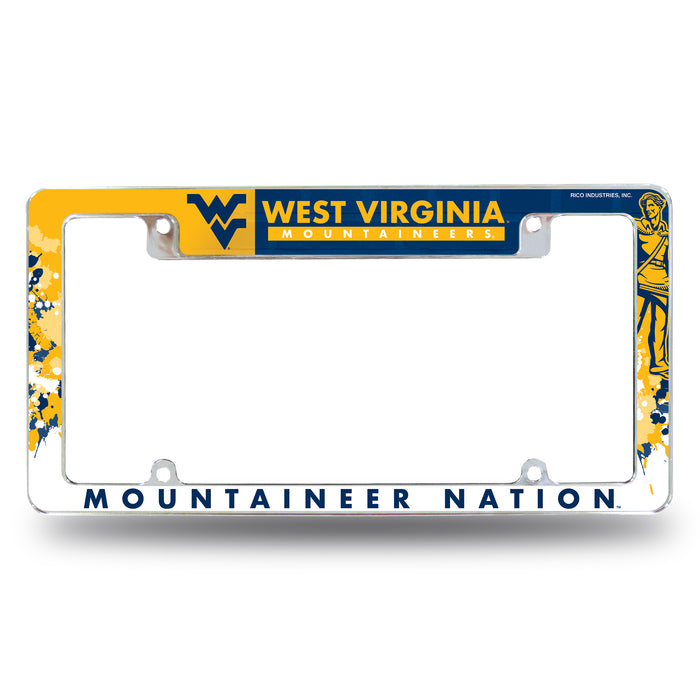 AFC280101T West Virginia Mountaineers All Over Chrome Frame
