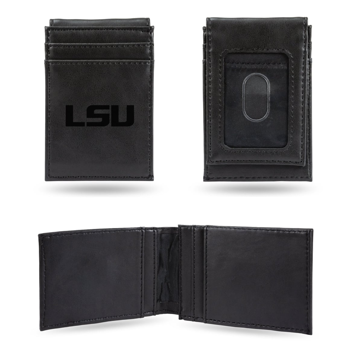 Rico LEFPW170101BK NCAA LSU Tigers Laser Engraved Black Front Pocket Wallet