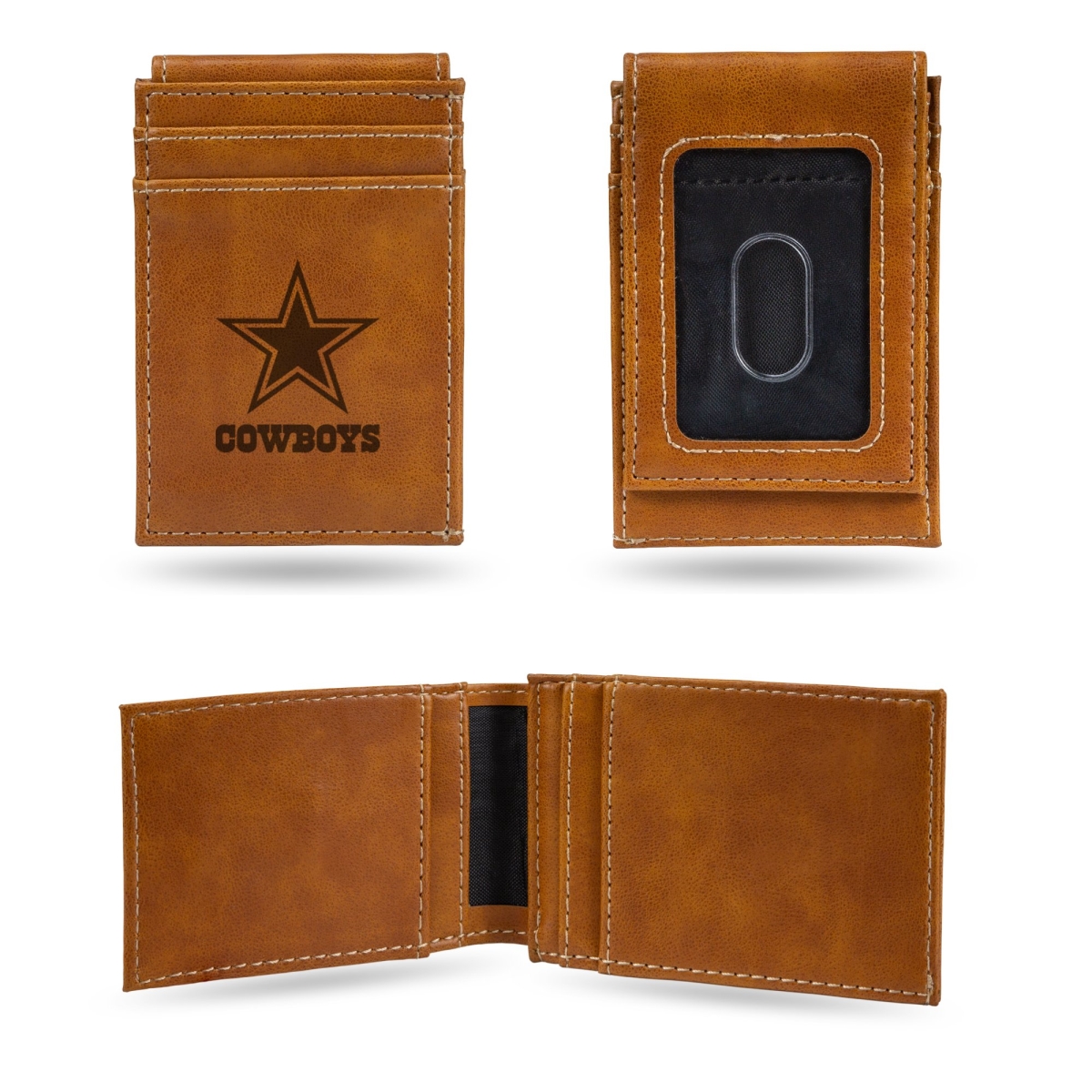 Picture of Rico LEFPW1801BR NFL Dallas Cowboys Laser Engraved Brown Front Pocket Wallet