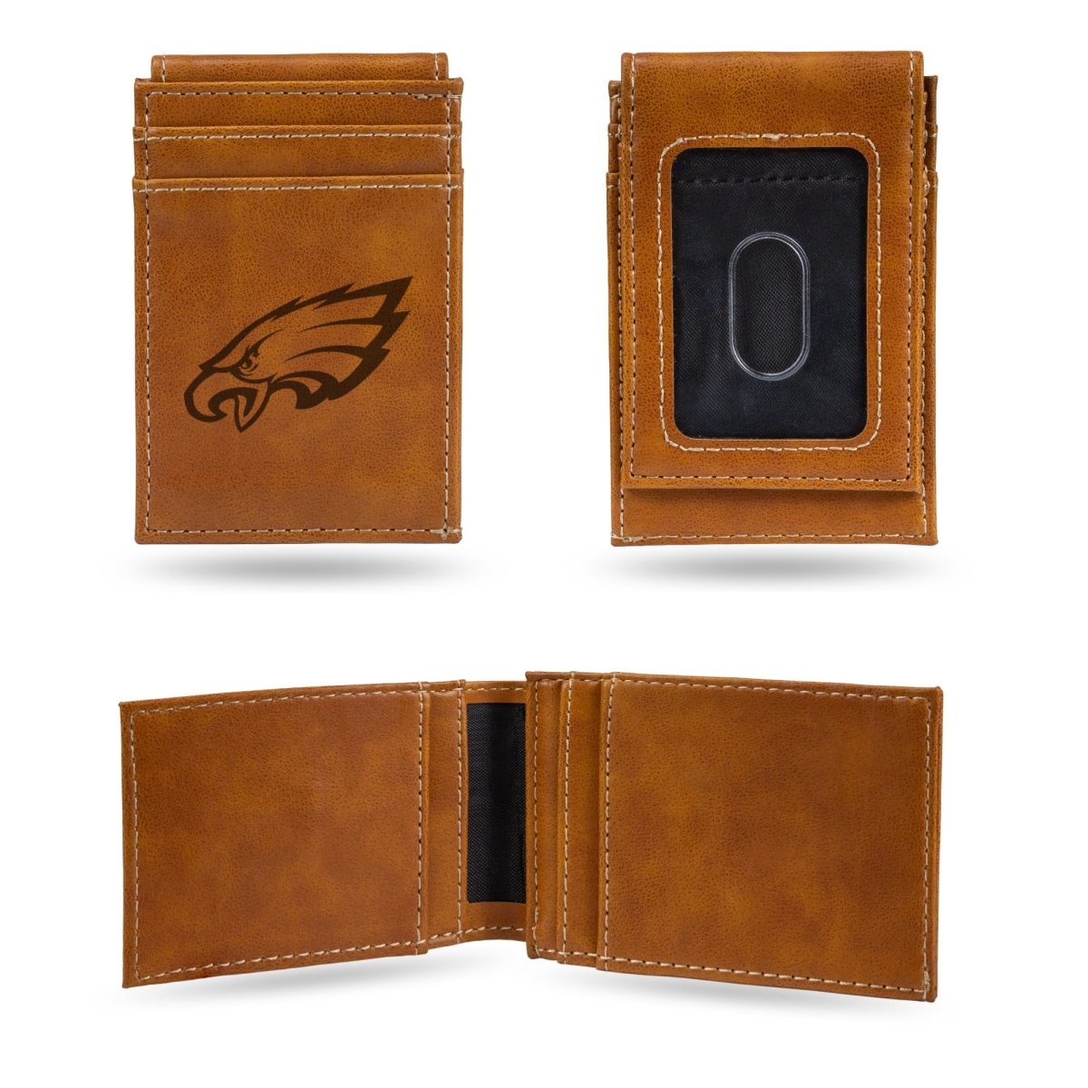 Picture of Rico LEFPW2501BR NFL Philadelphia Eagles Laser Engraved Brown Front Pocket Wallet