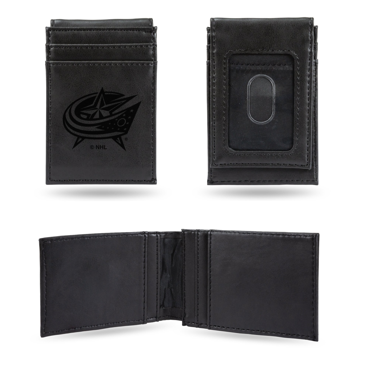 Picture of Rico LEFPW9701BK NHL Columbus Blue Jackets Laser Engraved Black Front Pocket Wallet