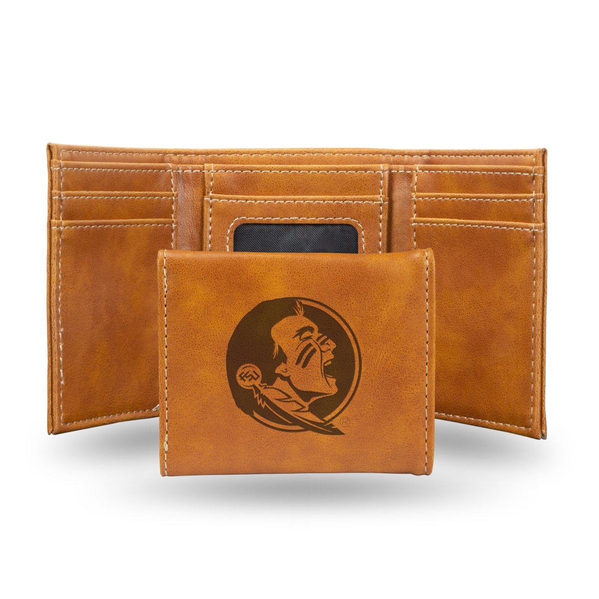 Picture of Rico LETRI100201BR NCAA Florida State Seminoles Laser Engraved Brown Trifold Wallet