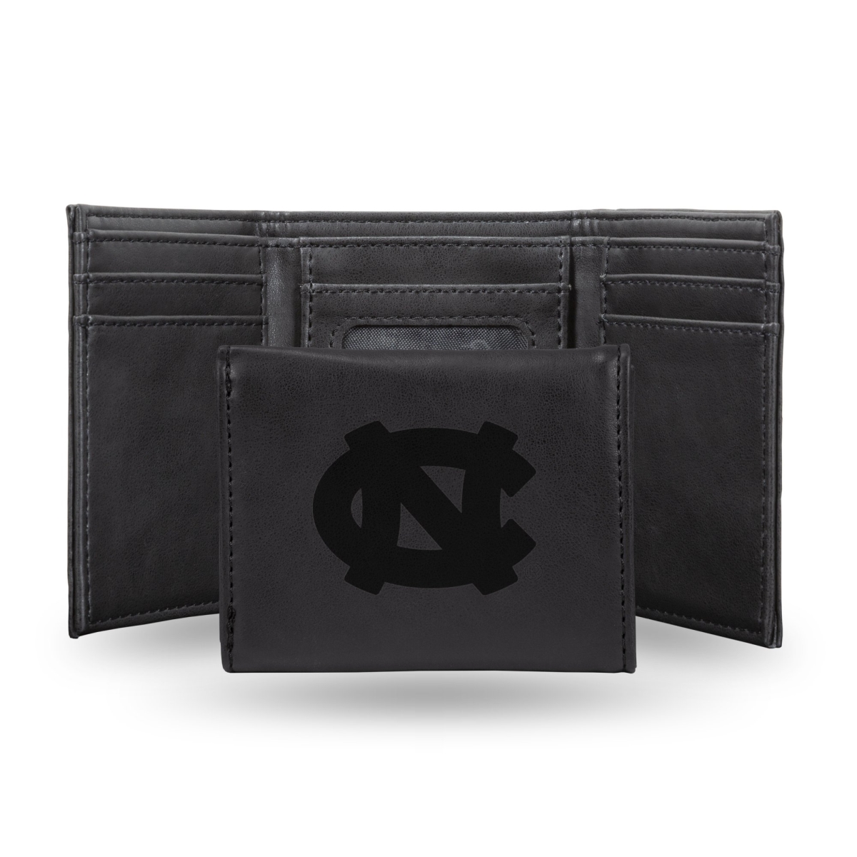 Rico LETRI130101BK NCAA North Carolina Tar Heels Laser Engraved Black Trifold Wallet