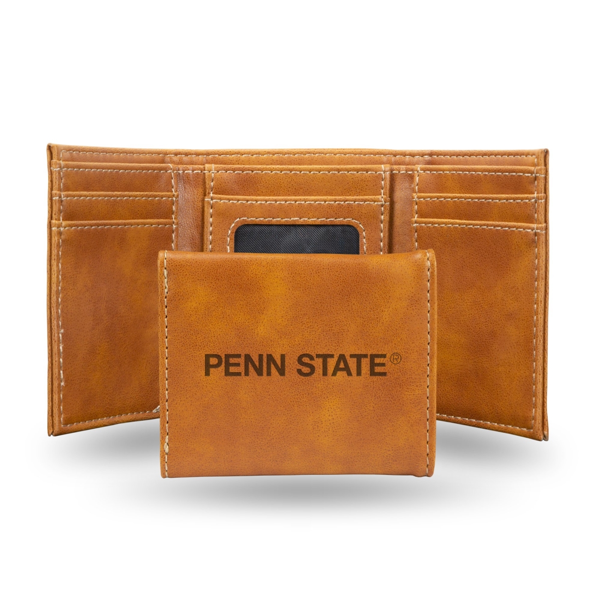 Rico LETRI210201BR NCAA Penn State Nittany Lions Laser Engraved Brown Trifold Wallet