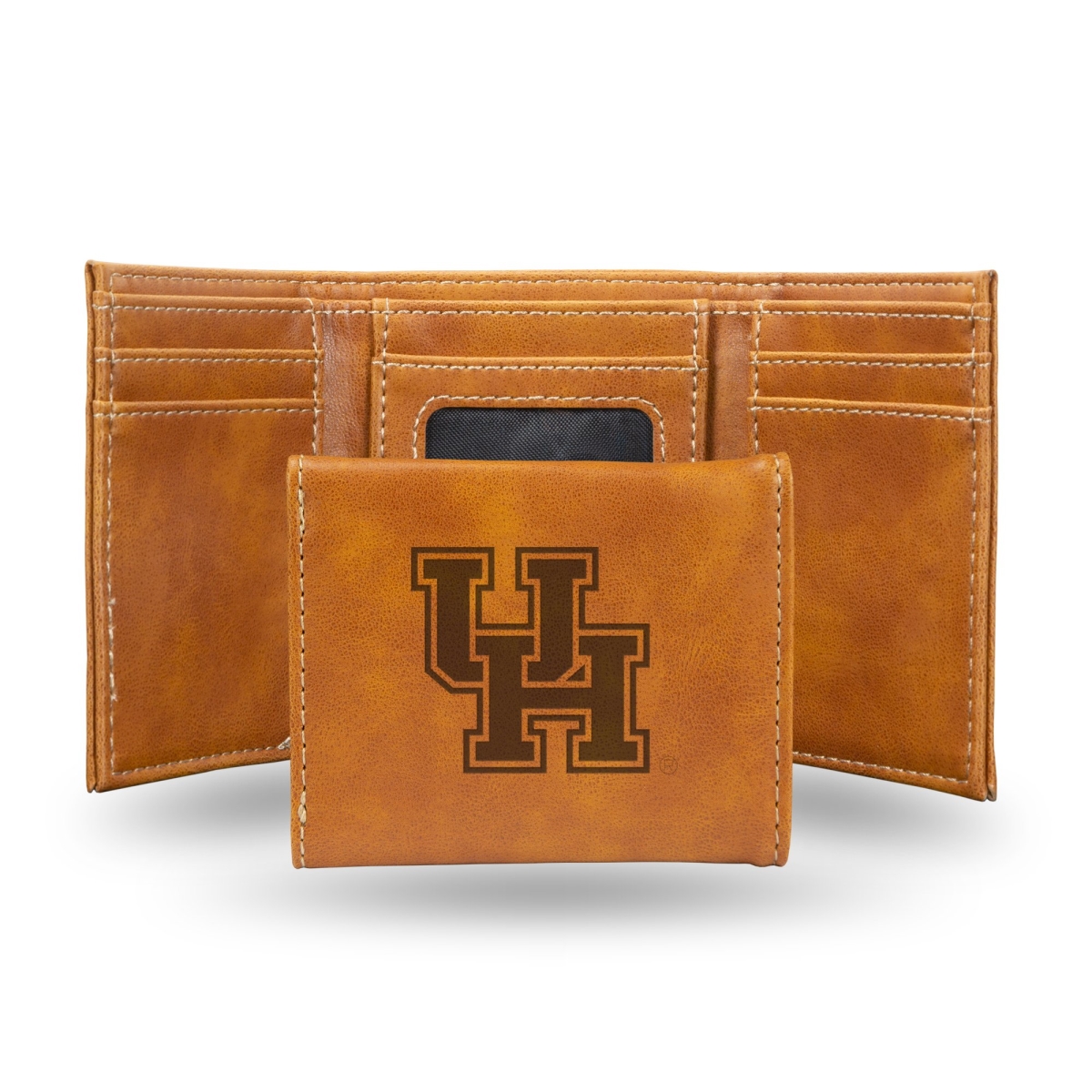 Picture of Rico LETRI261301BR NCAA Houston Cougars Laser Engraved Brown Trifold Wallet