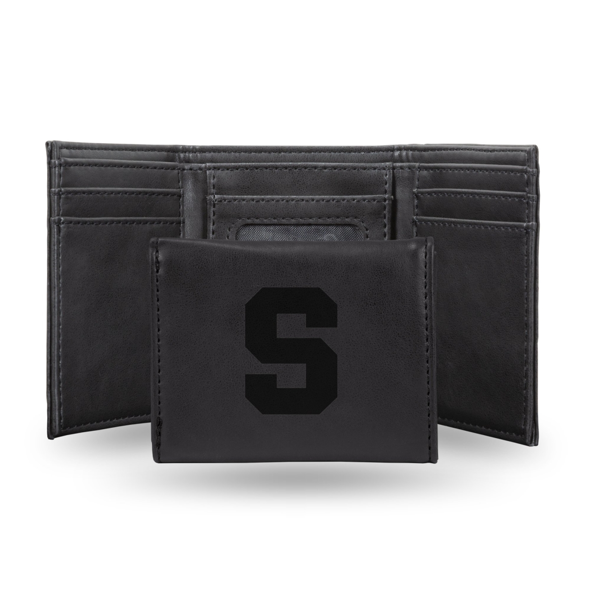 Rico LETRI270101BK NCAA Syracuse Orange Laser Engraved Black Trifold Wallet