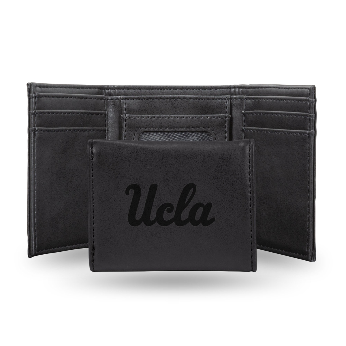 Rico LETRI290201BK NCAA UCLA Bruins Laser Engraved Black Trifold Wallet