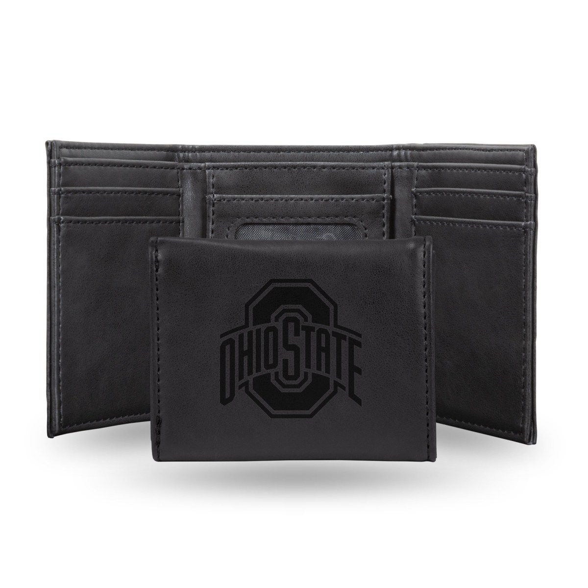 Rico  NCAA Ohio State Buckeyes Laser Engraved Black Trifold Wallet