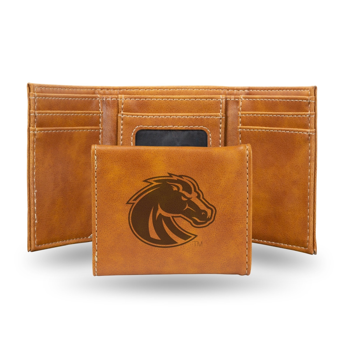 Rico  NCAA Boise State Broncos Laser Engraved Brown Trifold Wallet