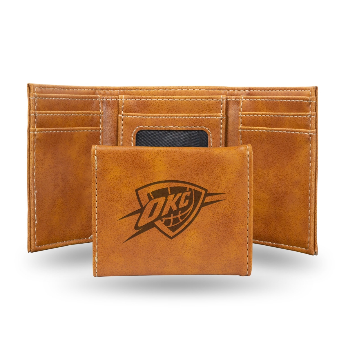 Rico  NBA Oklahoma City Thunder Laser Engraved Brown Trifold Wallet