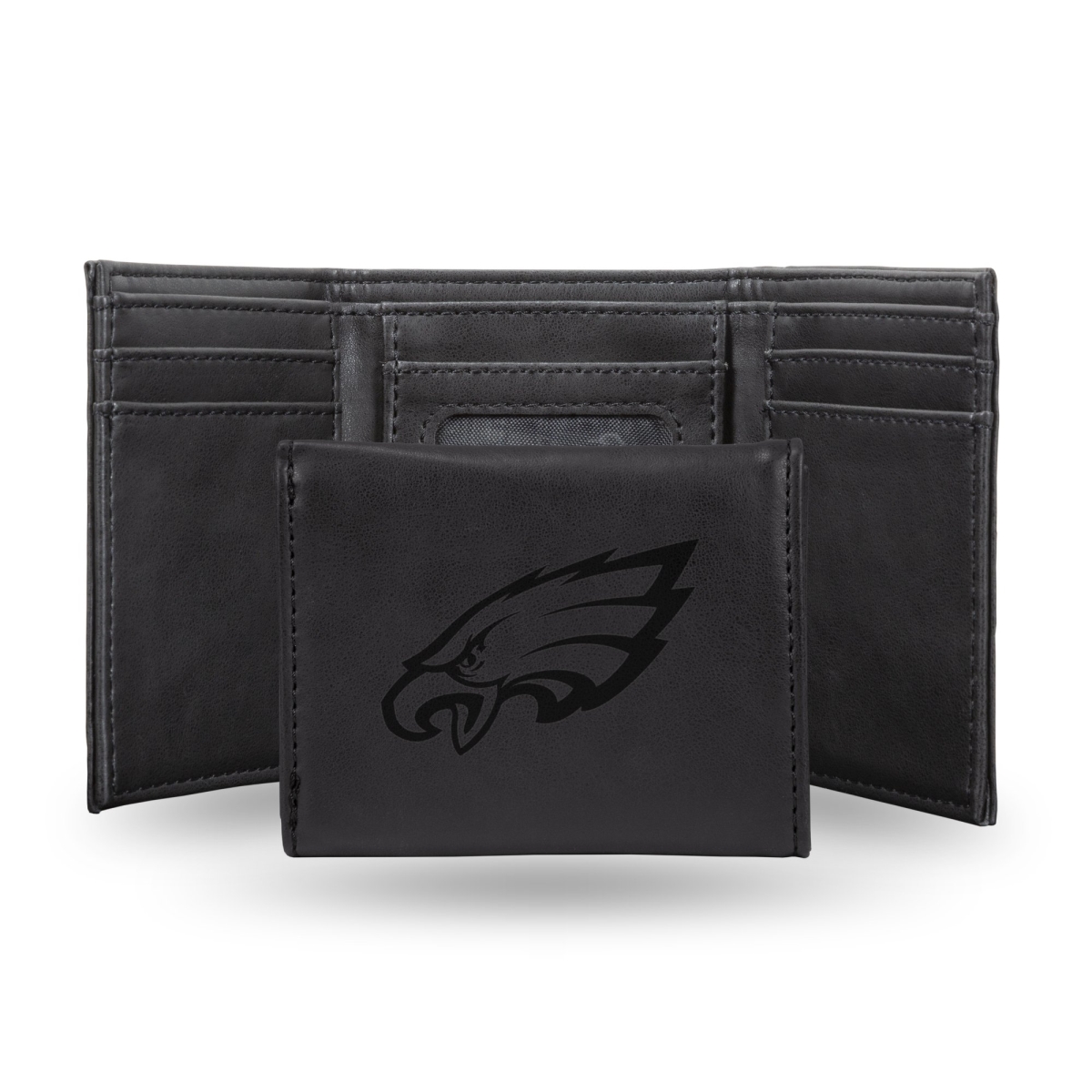 Rico  NFL Philadelphia Eagles Laser Engraved Trifold Wallet, Black