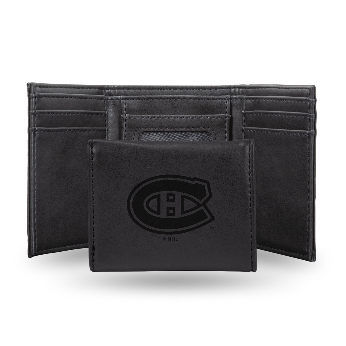 Picture of Rico LETRI8201BK NHL Montreal Canadiens Laser Engraved Black Trifold Wallet
