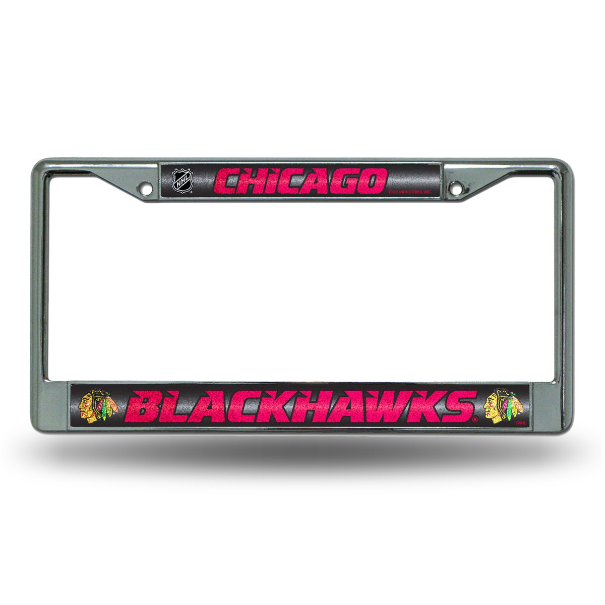 Picture of Rico Industries FCGL7701 12 x 6 in. Chicago Blackhawks Glitter Chrome License Plate Frame