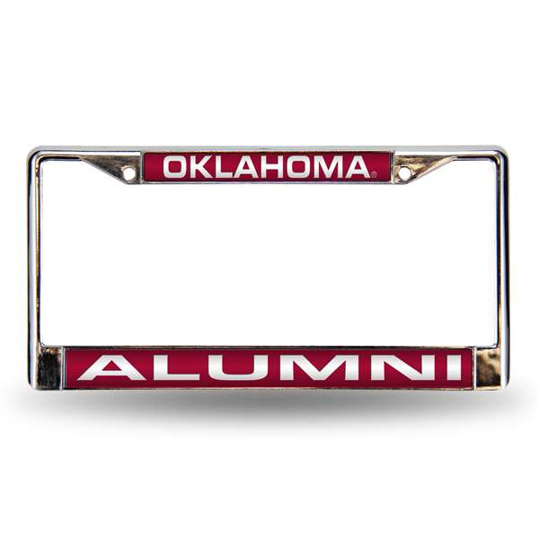 FCLA230210 12 x 6 in. Oklahoma Sooners Alumni Laser Chrome License Plate Frame