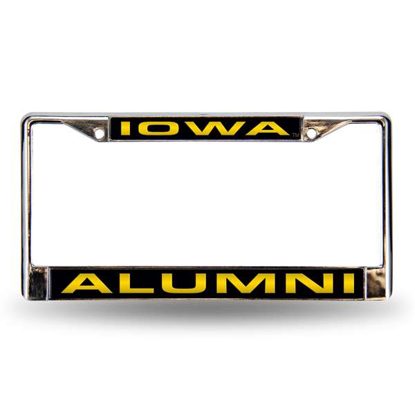 FCLA250110 12 x 6 in. Iowa Hawkeyes Alumni Laser Chrome License Plate Frame