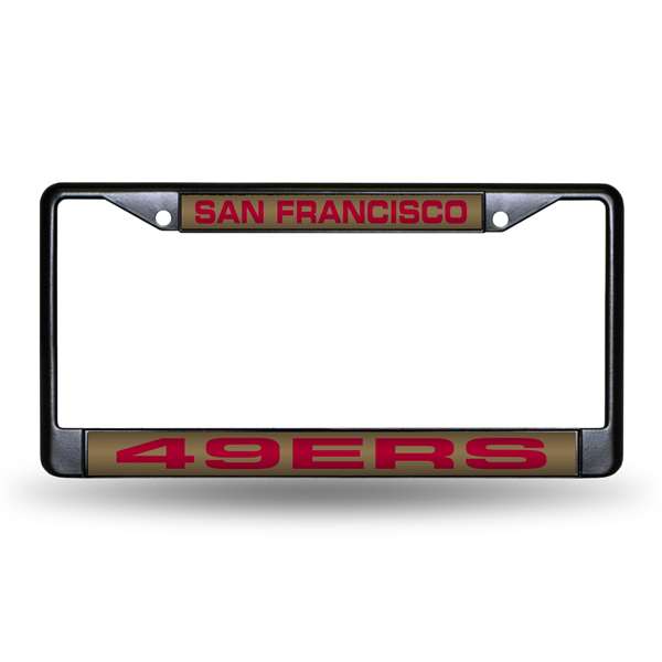 12 x 6 in. San Francisco 49ers Black Laser Chrome License Plate Frame