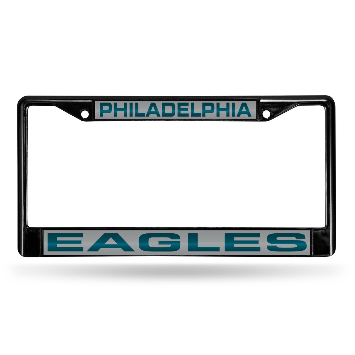 12 x 6 in. Philadelphia Eagles Black Laser Chrome License Plate Frame