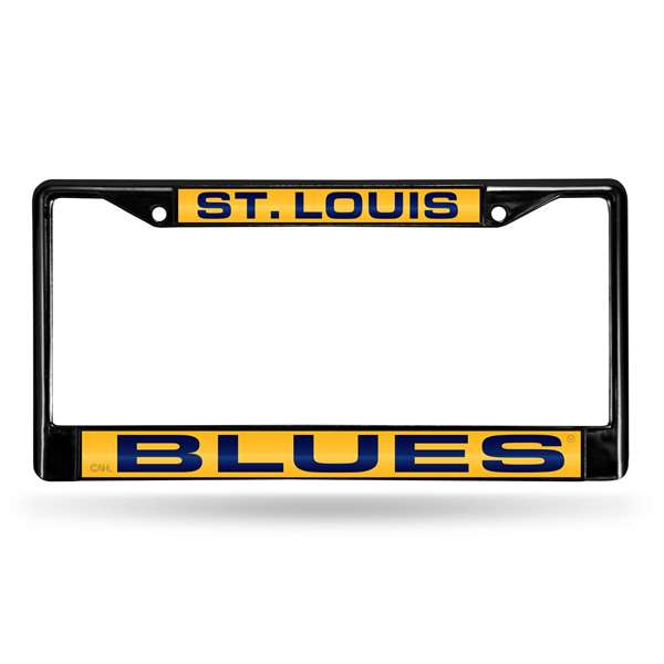 FCLB8601 12 x 6 in. St. Louis Blues Black Laser Chrome License Plate Frame
