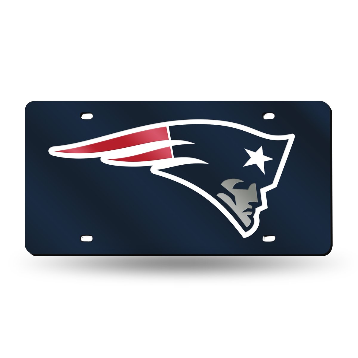 LZC1501 12 x 6 in. New England Patriots Navy Colored Laser Cut Auto Tag