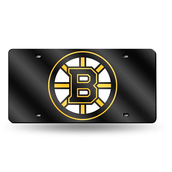 Picture of Rico Industries LZC7301 12 x 6 in. Boston Bruins Black Colored Laser Cut Auto Tag