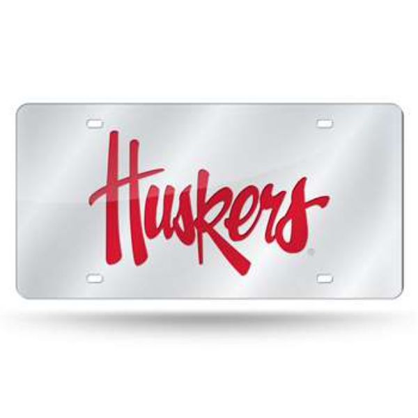 LZS410103 12 x 6 in. Nebraska Cornhuskers Silver Laser Cut Tag