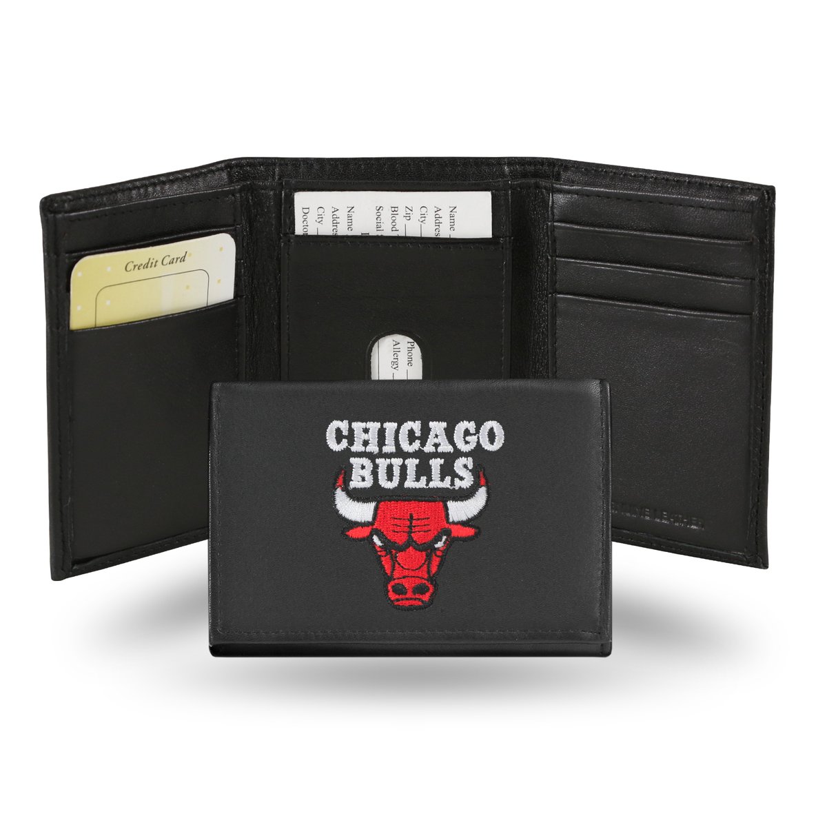 RTR72001 3.25 x 4.25 in. Chicago Bulls Embroidered Tri-Fold Wallet