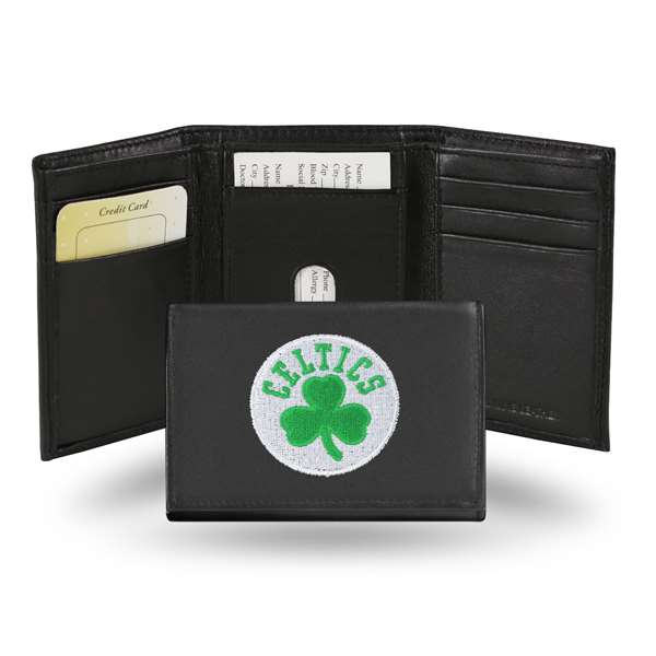 RTR74002 3.25 x 4.25 in. Boston Celtics Shamrock Embroidered Tri-Fold Wallet