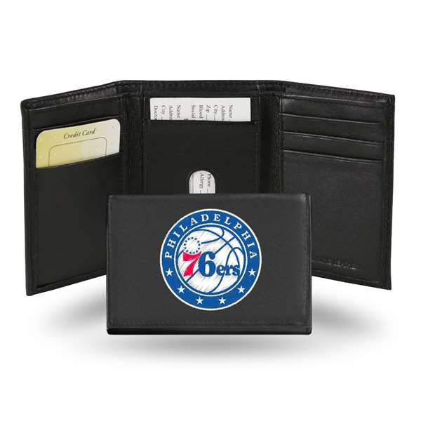 RTR90002 3.25 x 4.25 in. Philadelphia 76ers Embroidered Tri-Fold Wallet