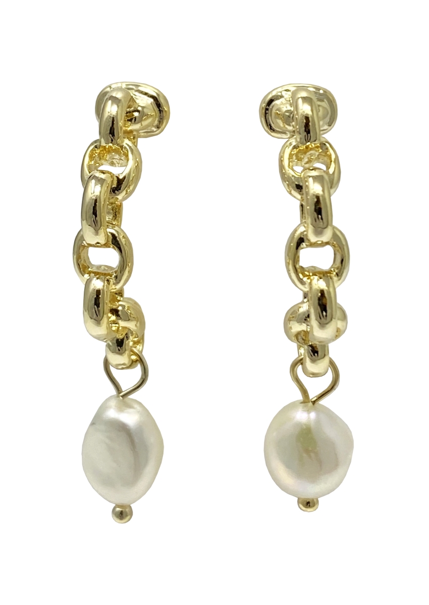 Picture of Y2 YZJ24 4 x 3.15 in. 0.65 oz Pearl & Chain Earrings in Gold Tone