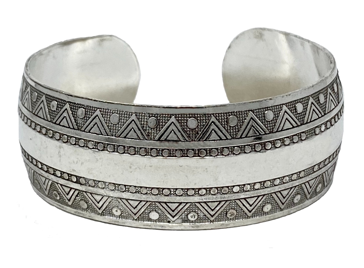 Picture of Y2 YZJ71 Silvertone Etched Chunky Bracelets - Triangles
