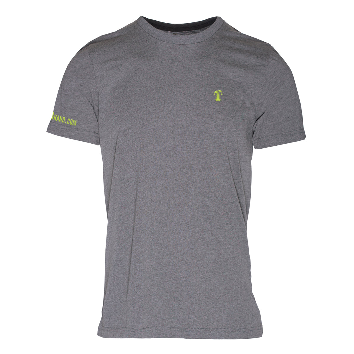RM101GRNY-S Triblend Crew T-Shirt for Mens, Grey with Neon Yellow Logo - Small