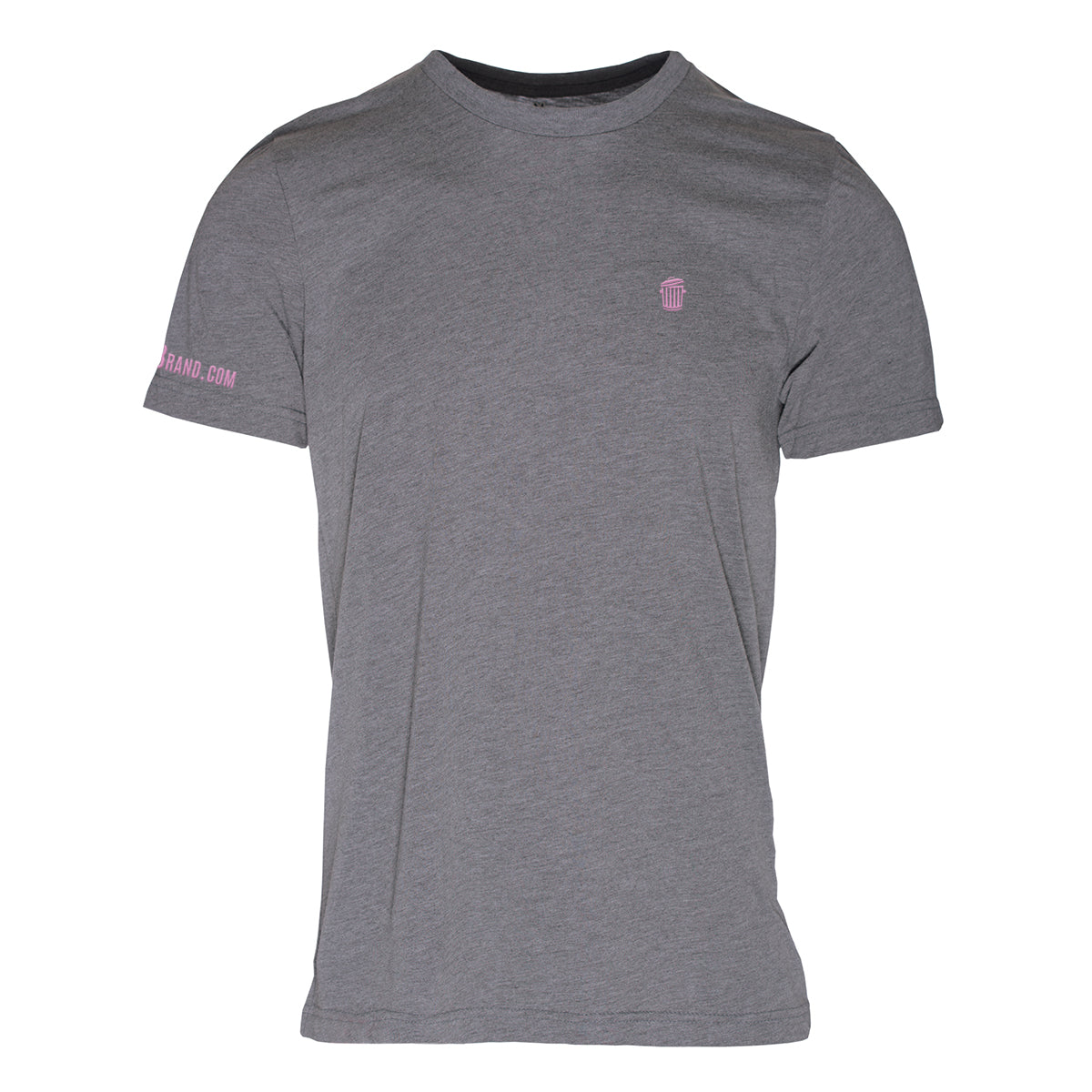 RM101GRP-M Triblend Crew T-Shirt for Mens, Grey with Pink Logo - Medium