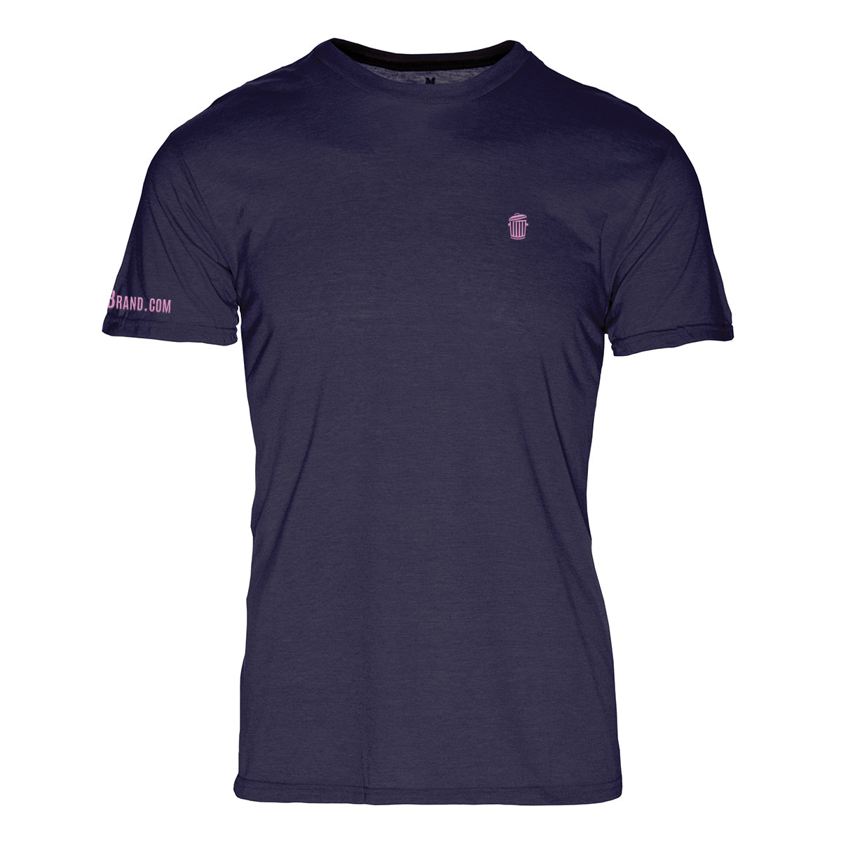 RM101NP-S Triblend Crew T-Shirt for Mens, Navy with Pink Logo - Small