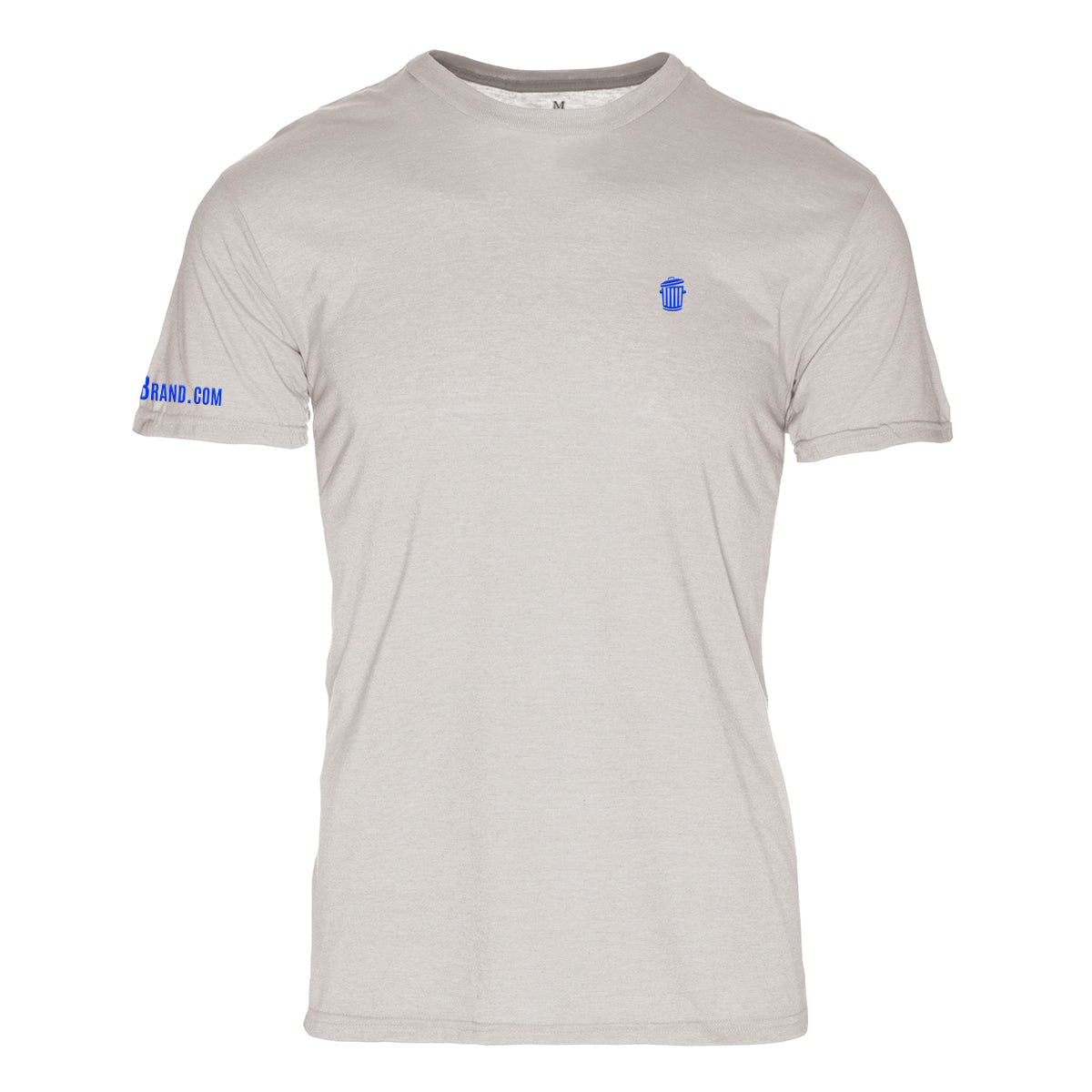 RM101SBl-M Triblend Crew T-Shirt for Mens, Silver with Blue Logo - Medium